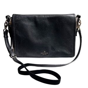 Kate Spade Black & Gray Leather Expandable Crossbody Bag
